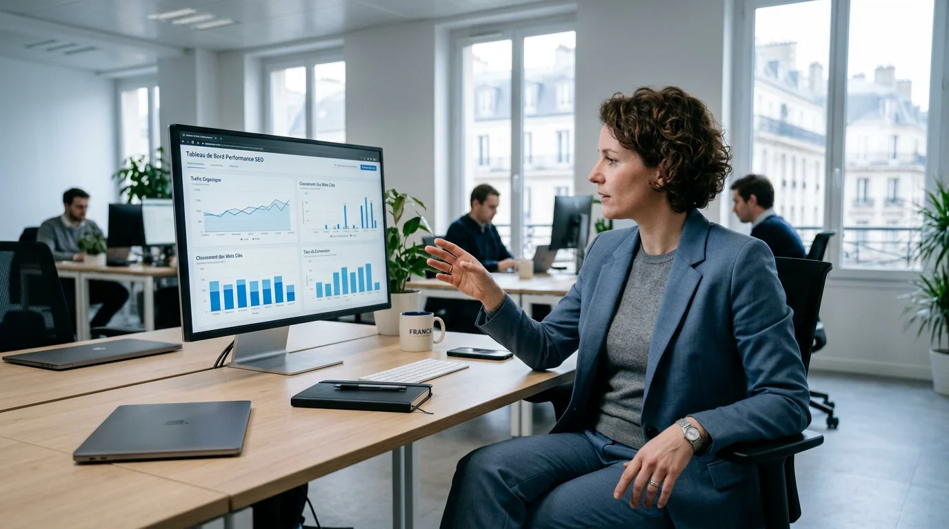 Consultant SEO européen analysant des performances de référencement