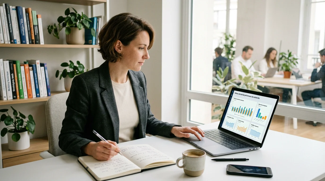 Consultant SEO travaillant sur une stratégie de référencement naturel