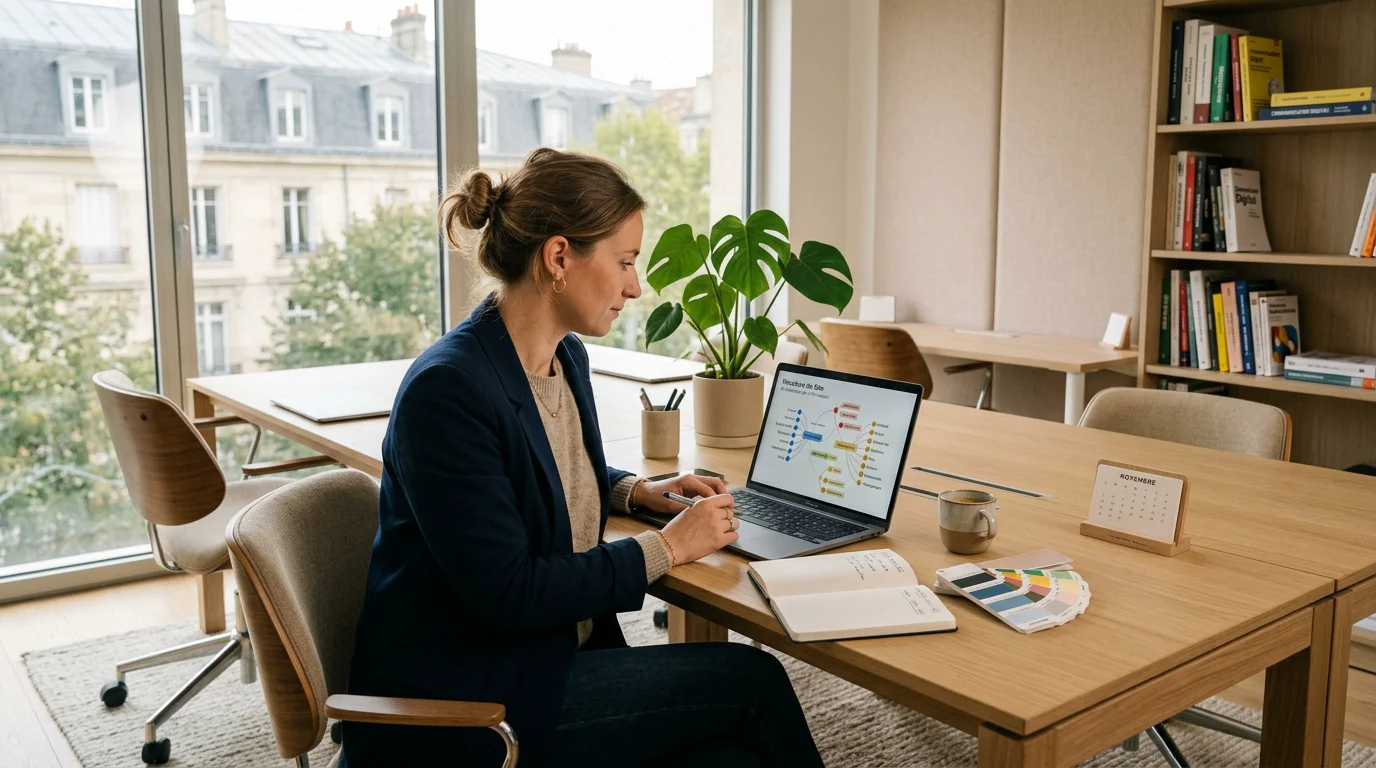 Professionnel analysant le maillage interne d'un site e-commerce