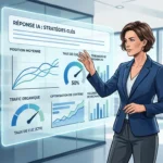 Professionnel européen pilotant un tableau de bord de suivi de référencement en 2026