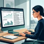Professionnel analysant des mots-clés de longue traîne sur un écran