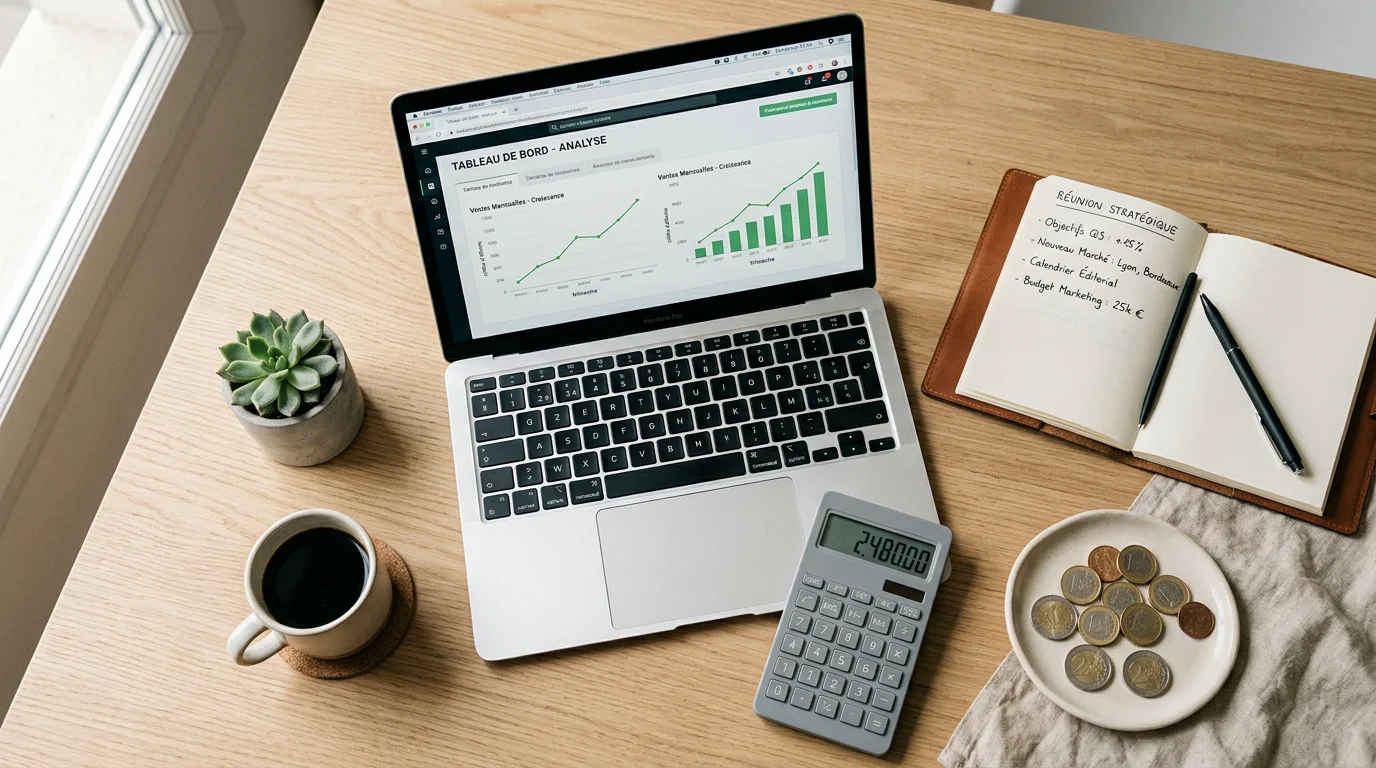 Espace de travail illustrant la rémunération d'un consultant SEO