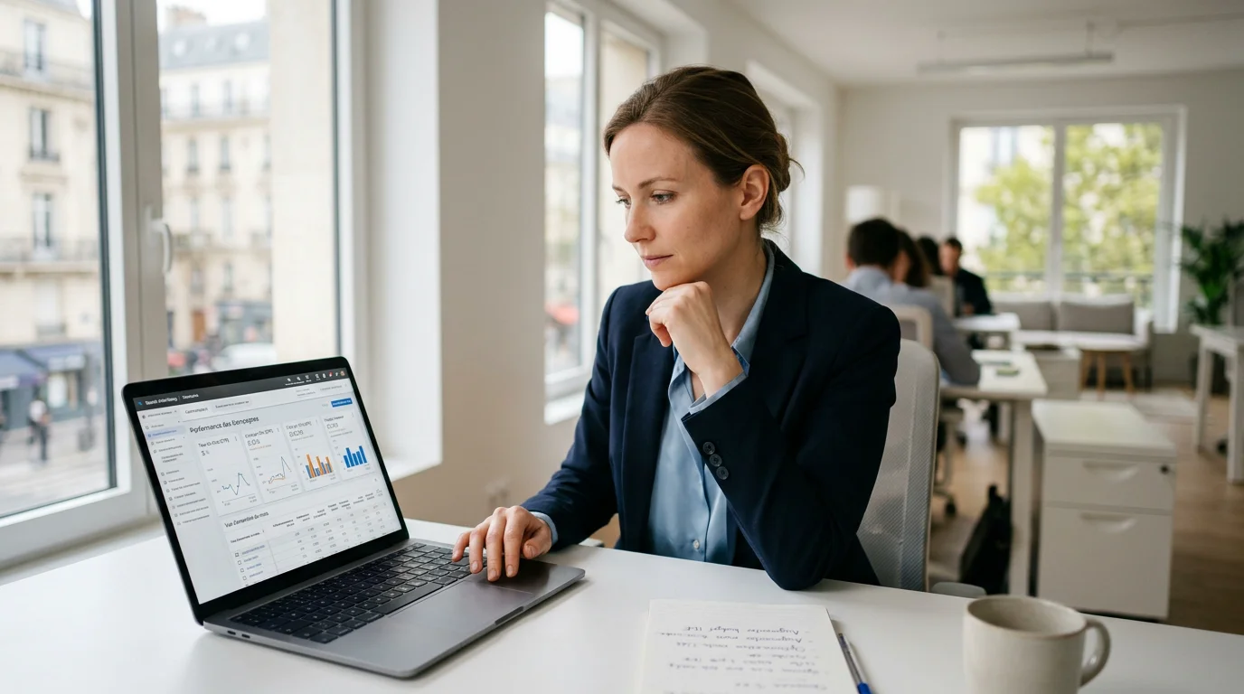 Professionnel du marketing analysant les performances d'une campagne de référencement payant