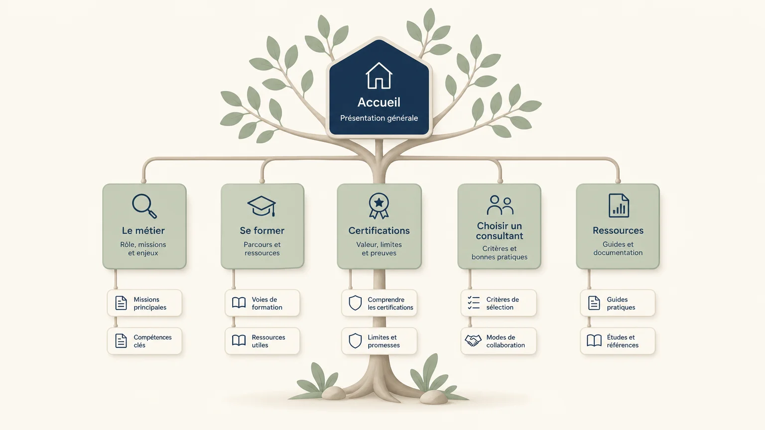 Illustration d’une arborescence claire pour un site internet